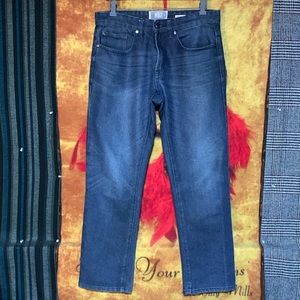 MBX DENIM WEAR-men’s dark wash cotton blend ‘ATHLETIC ’ straight leg jeans